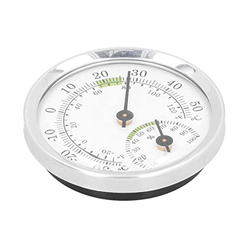 Miniatura 3 de Termómetro de dial, termómetro interior tipo dial, higrómetro, puntero tipo mini medidor de temperatura y humedad, verde plateado, termómetros para