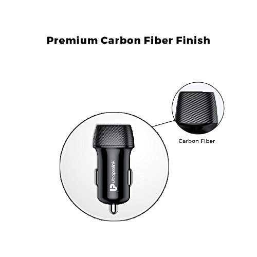 Image of UltraProlink UM1012 Mach24 Car Charger with Dual USB | Black | Fast Charge Any Two Devices at 24W / 4.8A | Premium Carbon Fibre Finish | Protects Devices Against Excessive Current & Overheating
