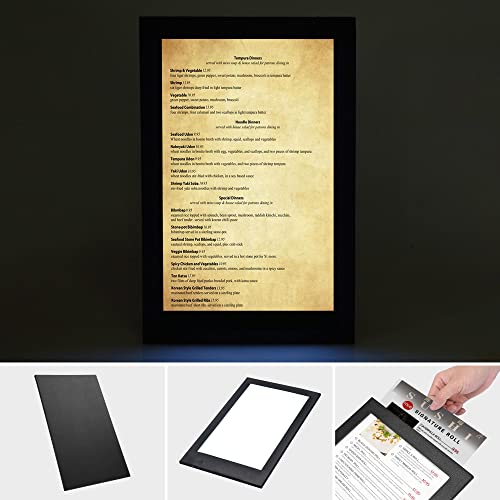 WeChef LED Back Lit Light Menu Holder Cover Wine List Single Panel Fits 8