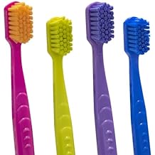 Vivid Ultra Soft Orthodontic Toothbrush with Filament 0.10mm - Individually Pack, Assorted Color - Great for Travel - UltraKleen Pack of 12