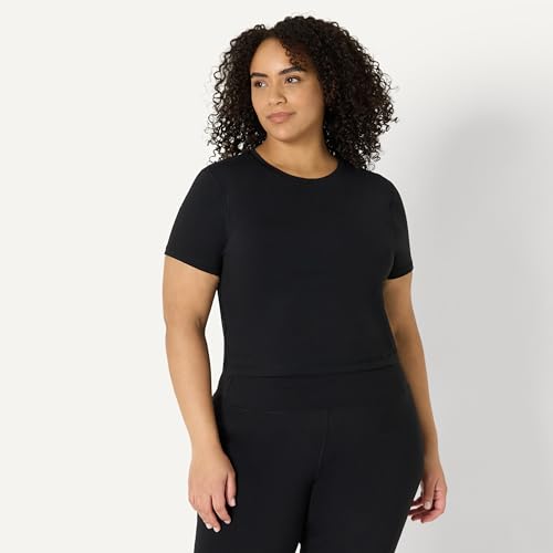 Amazon Essentials Women's Women's FormFlex Short Sleeve Top, Black, Large - image 7