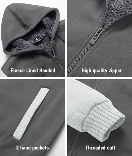 Image of SCODI Hoodies for Men Heavyweight Fleece Sweatshirt Zip Up Thick Jacket