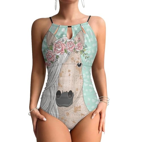 Maillot de bain une pièce vert avec contrôle du ventre et imprimé licorne