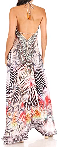 Image of Sakkas Lizi Womens Maxi High-Low Halter Handkerchief Long Dress Beach Party