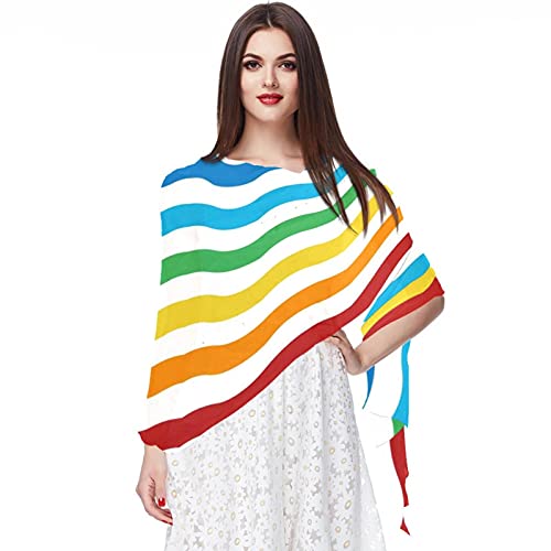 Écharpe colorée à motif ondulé pashmina doux arc-en-ciel femme