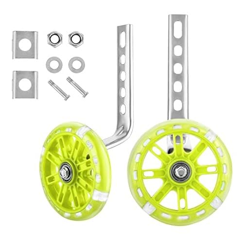 M.J COMFY-LIFE Kids Bike Stabilisers Adjustable Training Wheels for 12"-20" Children's Bikes Steel Support Frame with Plastic Wheels (12cm Diameter) Easy to Install (Yellow)