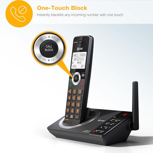 Image of AT&T DECT 6.0 Cordless Expandable Home Phone with Large Display and Big Buttons, Answering Machine, Smart Call Blocker, Extended Range, Caller ID, Speakerphone, Intercom: CL82118 (Charcoal Black)
