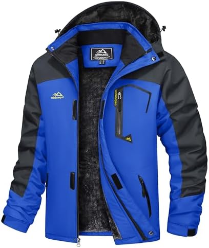 TACVASEN Impermeabile Giacca da Montagna in Pile da Uomo Giacca da Sci Calda Multi-Tasche