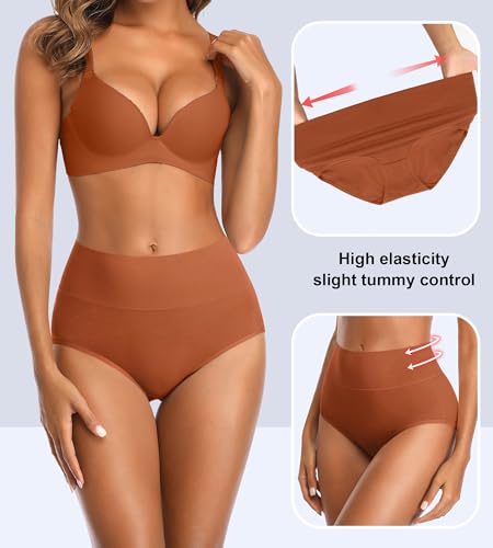 Womens High Waisted Cotton Underwear Breathable Briefs Panties 5 Pack3