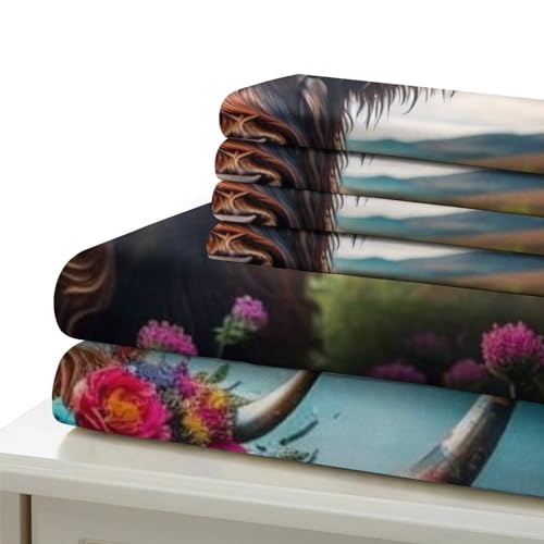 Housse de couette Bétail des Highlands à fermeture éclair et impression 3D animal sauvage