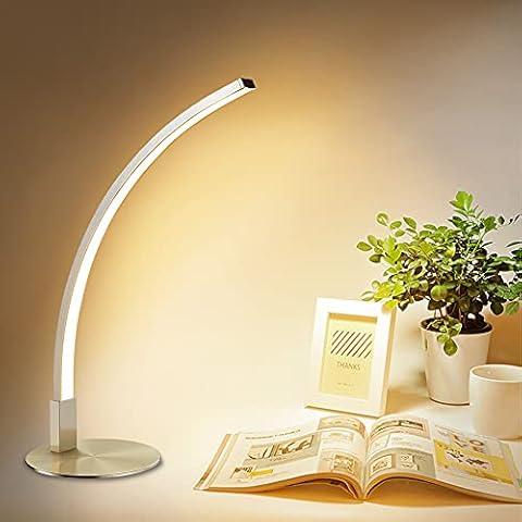 6W Arc Type LED Desk Lamp Eye Caring Table Lamp 3000K Warm White Silver Nickel Finish Simple Reading Lamp Cover