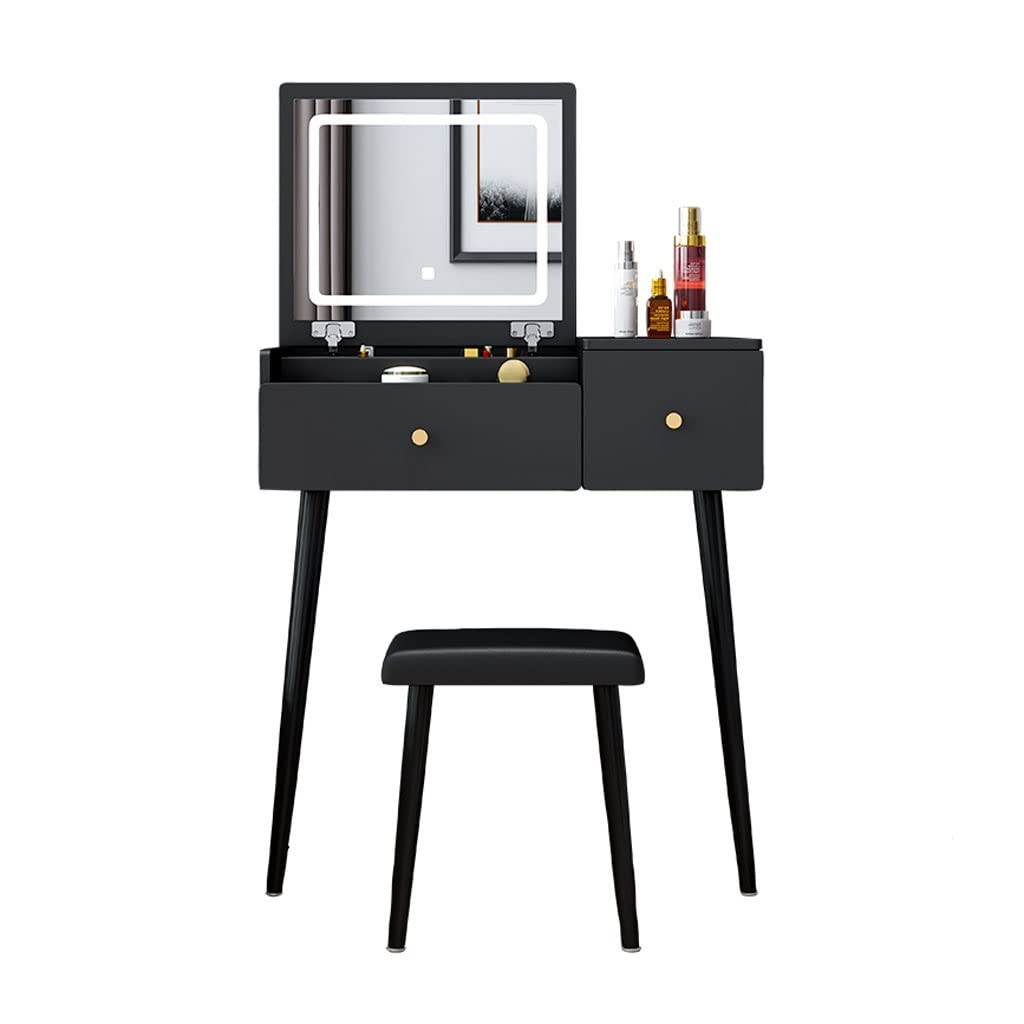 TEESONG Bedroom Dressing Tables Vanity Desk Set Flip Dresser Bedroom Modern Minimalist Small Ladies Fashion with Dressing Stool Makeup Vanity Dressing Table(L60cm)