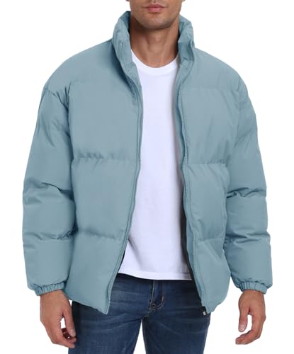 PEGENO Mens Winter Padded Jackets Full Zipper Windproof Jacket Coat