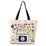 1. Premium Polyester Fabric: High-density polyester ensures lightweight durability, ideal for daily use. The Take Me To Virginia design stays vibrant through washes, making it a long-lasting eco alternative. 2. Perfect Compact Size: 33x11x32cm / 13x4...
