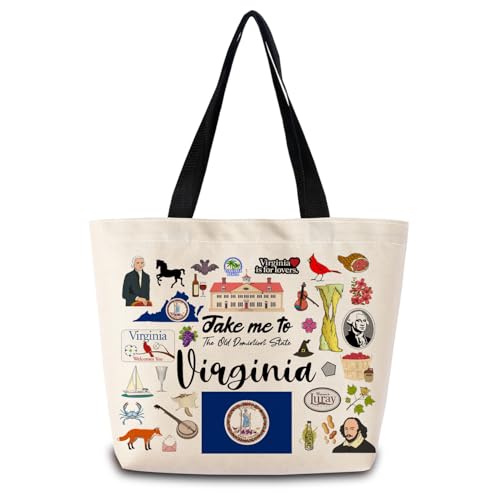 ZhuVantrix Take Me To Virginia Tote Bag Reusable Grocery Bags Aesthetic Shopping Shoulder Handbag...