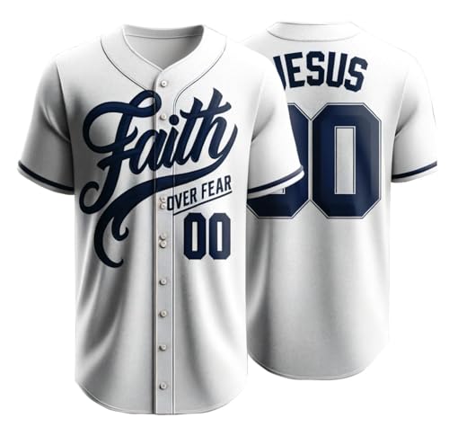 Personalized Religious Baseball Jerseys - Faith Over Fear - Custom Unisex Baseball Faith Sport Green Uniforms