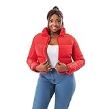 Chaqueta Corta para Mujer, Chaquetas Acolchadas Recortadas a la Moda para Mujer Abrigo Ligero Cálido de Invierno