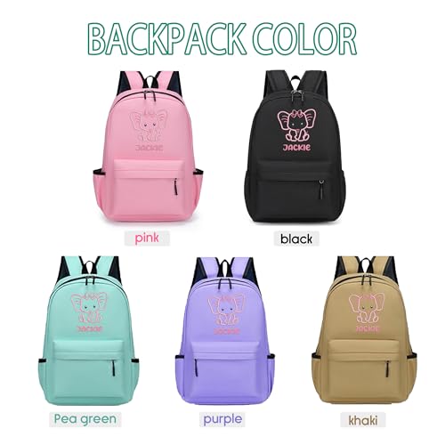 Personalized Kids Backpack For Teens Girls, Custom Cute Elephant School Bookbag Embroidery Name, Preschool Elementary Toddler Backpack With Adjustable Padded Straps, Kids Back To School Gifts2