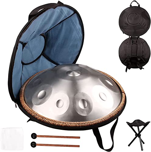 Hand Pan Drums, Handpan Steel Drums Instrumento Musical D Minor 10 Notas 22 pulgadas Steel Hand Drum con Bolsa de Transporte, Soporte para Tambor y Mazo, Paño Libre de Polvo miniatura 7