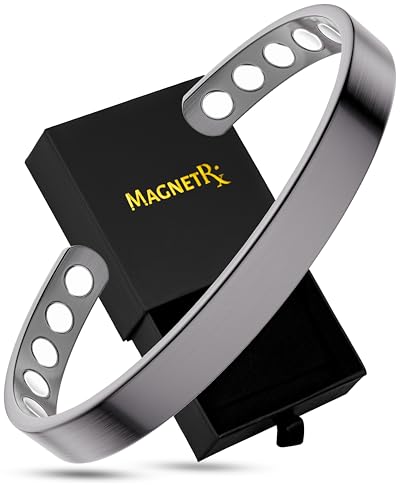Brazalete magnético de lujo MagnetRX en plata mate para hombre con imanes terapéuticos