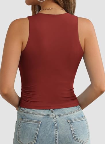 Image of ATHMILE Womens Double Lined Crop Tank Tops Casual Basic Shirts Sleeveless Workout Tops Cute Summer Clothes Teen Girls