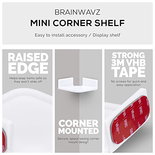 Image of Brainwavz Mini Corner Shelf Mount for Security Cameras, Baby Monitors, Speakers, Plants & More, Universal Holder, Strong Adheasive, No Mess, Screwless (White)