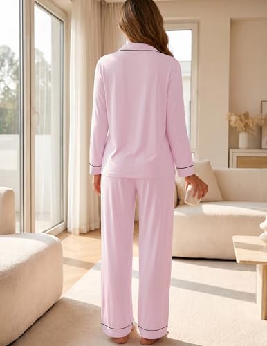 Image of ZMJ Womens Pajamas Sets 2 Piece Long Sleeve and Pant Pj Sets Button Up Sleepwear