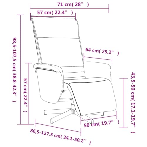 vidaXL Relaxsessel, Drehbar Sessel mit Liegefunktion, Fernsehsessel Verstellbare Rückenlehne Fußteil, Liegesessel Ruhesessel Polstersessel, Weiß Kunstleder – Bild 4