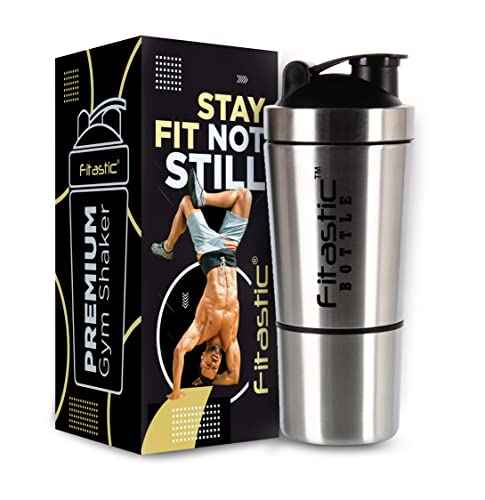 FITASTIC Stainless Steel Shaker Bottle with Extra Storage with Spring Ball (Silver,500 ml, Pack of 1) (B07VWWYD91) Amazon Price History, Amazon Price Tracker