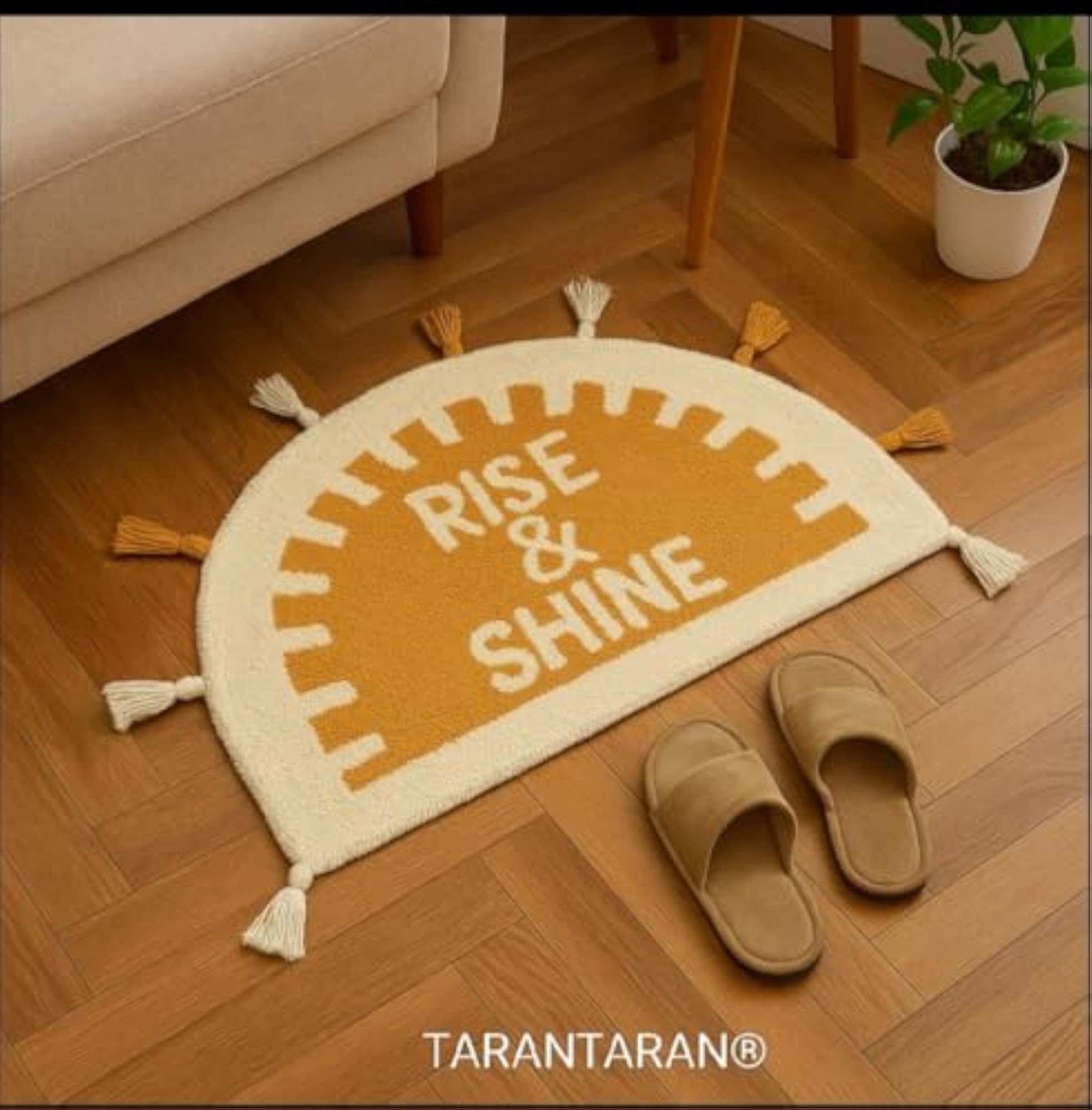 Decorative Sun Design Bath Mat with Tassels