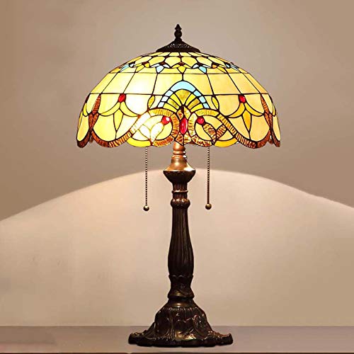 AIBOTY 16 Lámpara De Escritorio Barroca Iluminación De Estilo Tiffany Estilo Mesa De Vidrio Lámparas De Mesa Antigua Vintage Luz De Escritorio con Aleación Base para Sala De Estar Dormitorio