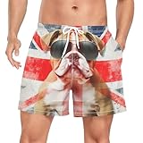 Wzzzsun Bulldog Cachorro Bandera Británica Bañador para Hombre Bañadores Shorts Pantalones Cortos para Natacion Piscina Surf Playa