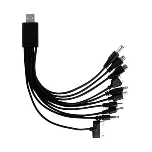 Bojueshaw 10-in-1 Multi USB Charging Cable – Universal Black Charger Cord with Multiple Connectors for Phones, Power Banks, Camping Lights, and Car Charging