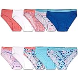 Fruit of the Loom Girls' Cotton Bikini Underwear Multipacks, 10 Pack-Fashion Assorted, 10