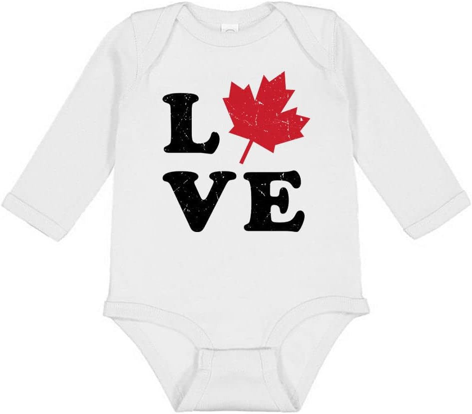 Love Canada Maple Leaf Canadian Pride Long Sleeve Baby Infant Bodysuit