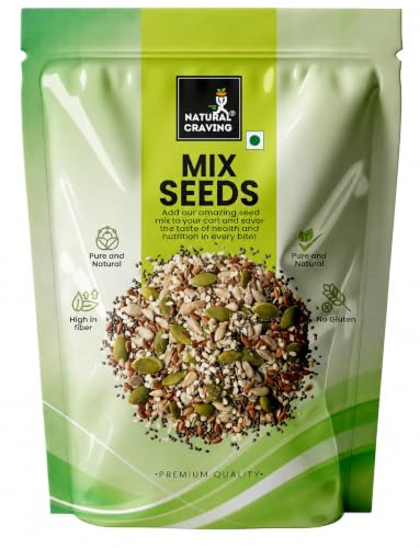 Image of Natural Craving 7 in 1 Super Seeds Mix 1kg | Sunflower, Pumpkin, Chia, Flax, Basil, Halim & Watermelon Seeds(Small Size) | Protein Rich Seeds for Eating | Omega-3, Fibre, Magnesium & Iron Rich Healthy Snack