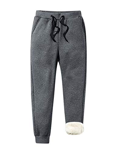 ZGZZ7 Men's Winter Warm Fleece Pants Sherpa Lined Sweatpants Athletic Therma Running Joggers Pants (Grey, M)