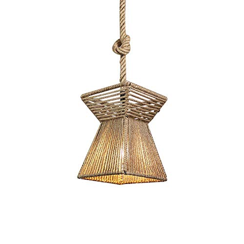 SkyTalent Loft Vintage Resin Hemp Rope Beach Pendant Light Fixture Chandelier Industrial Retro E26 Edison Ceiling Pendant Lamp for Dining Living Room Bedroom Bar Cafe (Type E)