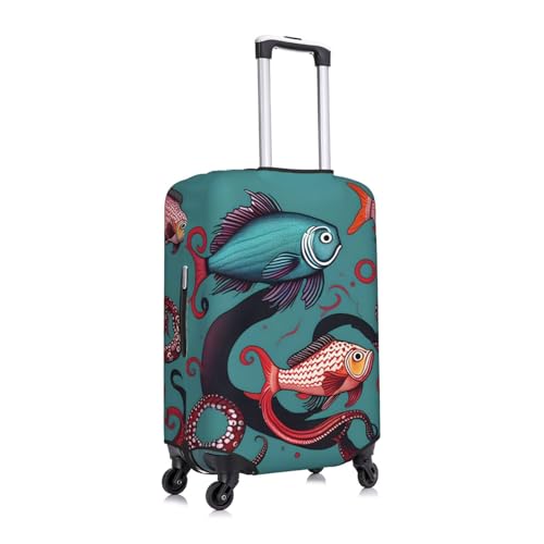 Fish and Octopus Luggage Covers For Suitcase Approved,Suitcase Cover Protector Fit 18-32 InchLuggage3
