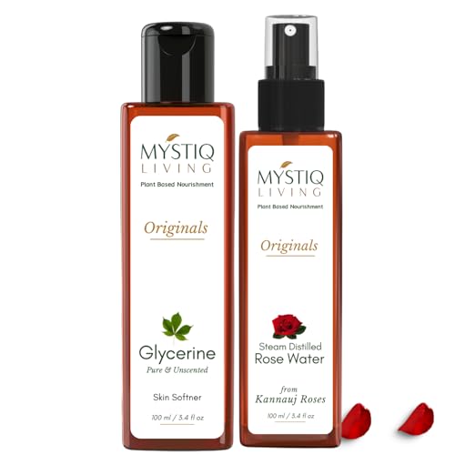 Image of Mystiq Living Glycerine and Rose Water Spray Combo - Plant Based | For Face Skin and Body Care (210ML, 2)