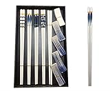 Reusable Chopsticks with Chopsticks Holder, Exquisite Ceramic Chopsticks Set (5 Pairs +5 Chopsticks Holder), Made of Chinese Ceramics, Dishwasher Clean