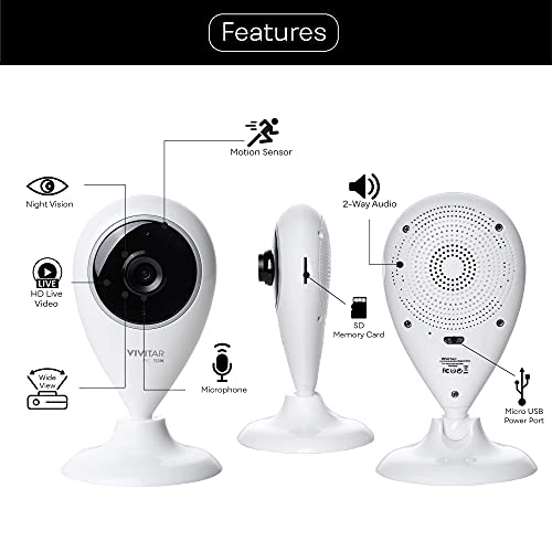 Vivitar Smart Home Security Camera, Indoor Wide Angle Wifi Camera For Home Security With Night Vision, Motion Alerts, 2 Way Communication, Pet And Baby Monitor Surveillance Camera #TOP1
