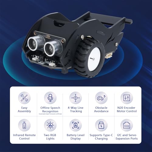 STEM Toys SharkBot Smart Car Kit Voice-Controlled ESP32 Coding Robot Robotics Kit for Kids Ages 8-12, Supports Arduino, ACECode, Programming for Classroom Home Education Birthday Gift for Boys Girls - Image 3