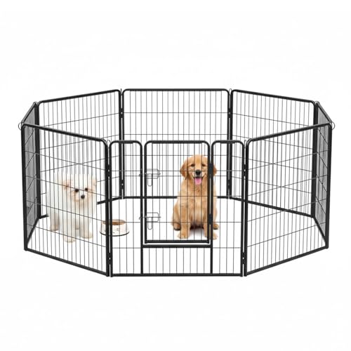 AQPET Recinto Modulare 80x80 cm per Cani, Gatti, Conigli e Roditori - 8 Pannelli Resistenti per Interno ed Esterno, Sicuro e Facile da Montare, Ideale per Casa e Giardino