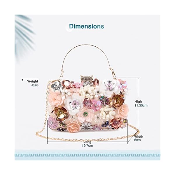 Lanpet Women Luxury Flower Velvet Clutch Purse Rhinestone Crystal Evening Bag for Wedding Party - Image 4