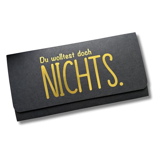 STEMPELPLATZ Nichts Gutschein Verpackung Din Lang Du wolltest doch nichts. für Konzertkarten Tickets Geld NICHTS in schwarz gold (ohne Einlegeblatt)