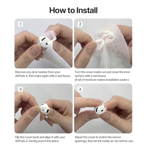 AZLA SednaEarfit for AirPods 4 – Anti-Slip Silicone Covers, Ear Hook Alternative, Case-Compatible Sports Accessories (4 Pairs) [Ultra Slim + Slim] - Image 6