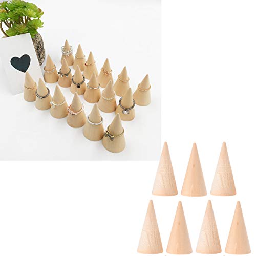 Healifty 10St Natuurlijke Houten Kegel Ringhouders Ongeverfd Houten Kegels Om Verf Sieraden Display Stand 2. 5X5cm… - Image 5