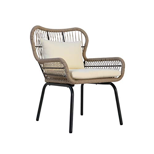 Christopher-Knight-Home-Karen-Outdoor-Club-Chairs-Steel-and-Rope-Water-Resistant-Cushions-Boho-Brown-and-Beige-Set-of-2 Christopher Knight Home Karen Outdoor Club Chairs Steel and Rope Water Resistant Cushions Boho Brown and Beige Set of 2