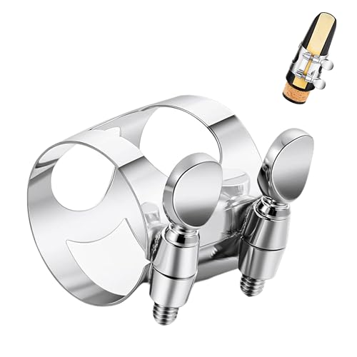 Clarinet Ligature,Clarinet Metal Clips,Silver Clarinet Mouthpiece Ligature,Pipe Headjoint Clips,With Adjustable Screw for Clarinet Mouthpiece Woodwind Instrument Fittings